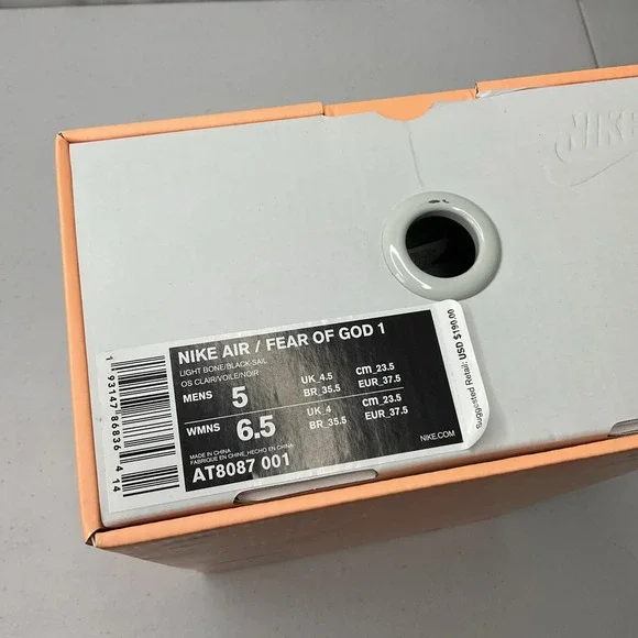 Nike Air x Fear Of God 1 Raid Light Bone Sneakers Shoes AT8087-001 Men Sz 5‎